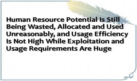 Human Resource Potential Is Still Being Wasted, Allocated and Used Unreasonably, and Usage Efficiency Is Not High While Exploitation and Usage Requirements Are Huge