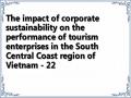 The impact of corporate sustainability on the performance of tourism enterprises in the South Central Coast region of Vietnam - 22