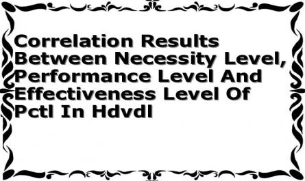 Correlation Results Between Necessity Level, Performance Level And Effectiveness Level Of Pctl In Hdvdl