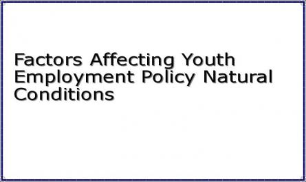 Factors Affecting Youth Employment Policy Natural Conditions