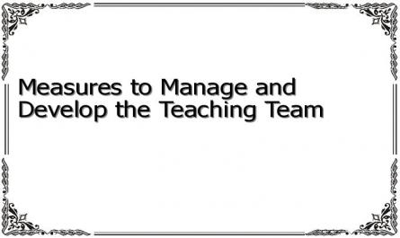 Measures to Manage and Develop the Teaching Team