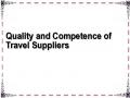 Quality and Competence of Travel Suppliers