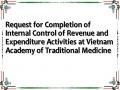 Request for Completion of Internal Control of Revenue and Expenditure Activities at Vietnam Academy of Traditional Medicine