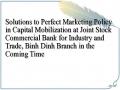 Solutions to Perfect Marketing Policy in Capital Mobilization at Joint Stock Commercial Bank for Industry and Trade, Binh Dinh Branch in the Coming Time