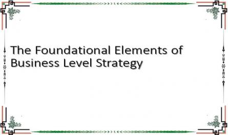The Foundational Elements of Business Level Strategy
