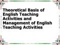 Theoretical Basis of English Teaching Activities and Management of English Teaching Activities
