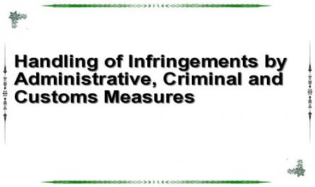 Handling of Infringements by Administrative, Criminal and Customs Measures