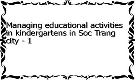 Managing educational activities in kindergartens in Soc Trang city - 1