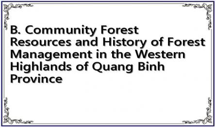 B. Community Forest Resources and History of Forest Management in the Western Highlands of Quang Binh Province