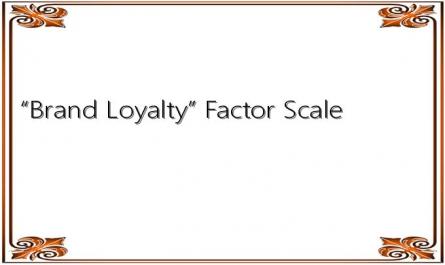 “Brand Loyalty” Factor Scale
