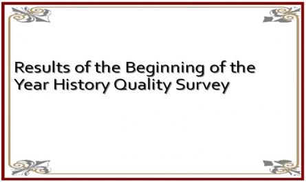 Results of the Beginning of the Year History Quality Survey
