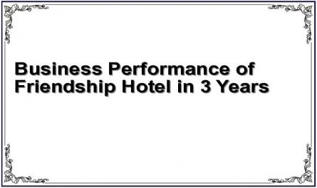 Business Performance of Friendship Hotel in 3 Years