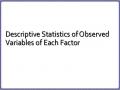 Descriptive Statistics of Observed Variables of Each Factor