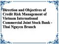 Direction and Objectives of Credit Risk Management of Vietnam International Commercial Joint Stock Bank - Thai Nguyen Branch