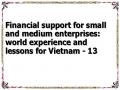 Financial support for small and medium enterprises: world experience and lessons for Vietnam - 13