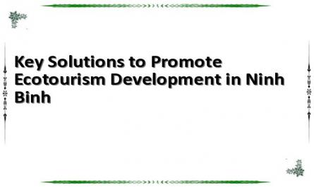 Key Solutions to Promote Ecotourism Development in Ninh Binh