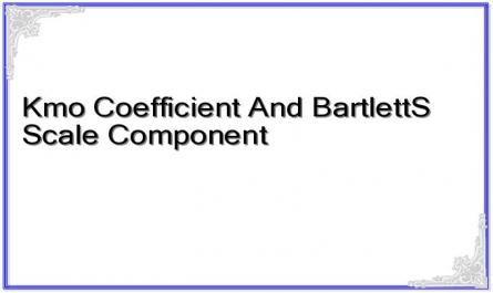 Kmo Coefficient And BartlettS Scale Component