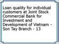 Loan quality for individual customers at Joint Stock Commercial Bank for Investment and Development of Vietnam - Son Tay Branch - 13