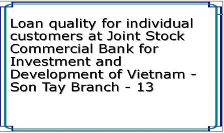 Loan quality for individual customers at Joint Stock Commercial Bank for Investment and Development of Vietnam - Son Tay Branch - 13