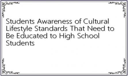 Students Awareness of Cultural Lifestyle Standards That Need to Be Educated to High School Students