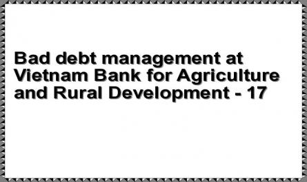 Bad debt management at Vietnam Bank for Agriculture and Rural Development - 17