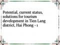 Potential, current status, solutions for tourism development in Tien Lang district, Hai Phong - 1