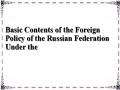 Basic Contents of the Foreign Policy of the Russian Federation Under the