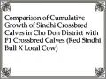 Comparison of Cumulative Growth of Sindhi Crossbred Calves in Cho Don District with F1 Crossbred Calves (Red Sindhi Bull X Local Cow)