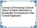 Concept of Promoting Cultural Values ​​of Ethnic Minorities in Sustainable Development of the Central Highlands