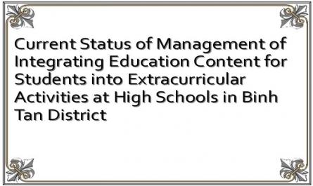 Current Status of Management of Integrating Education Content for Students into Extracurricular Activities at High Schools in Binh Tan District