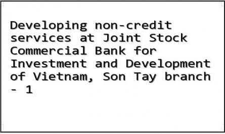 Developing non-credit services at Joint Stock Commercial Bank for Investment and Development of Vietnam, Son Tay branch - 1