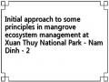 Initial approach to some principles in mangrove ecosystem management at Xuan Thuy National Park - Nam Dinh - 2