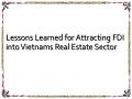 Lessons Learned for Attracting FDI into Vietnams Real Estate Sector
