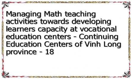 Managing Math teaching activities towards developing learners capacity at vocational education centers - Continuing Education Centers of Vinh Long province - 18