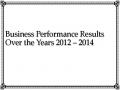 Business Performance Results Over the Years 2012 – 2014