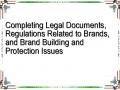 Completing Legal Documents, Regulations Related to Brands, and Brand Building and Protection Issues