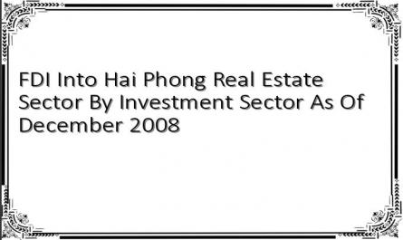 FDI Into Hai Phong Real Estate Sector By Investment Sector As Of December 2008