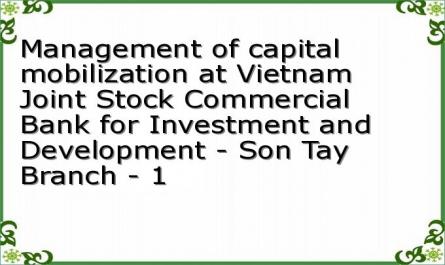 Management of capital mobilization at Vietnam Joint Stock Commercial Bank for Investment and Development - Son Tay Branch - 1