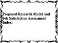 Proposed Research Model and Job Satisfaction Assessment Index: