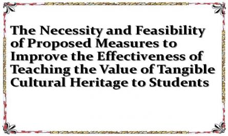 The Necessity and Feasibility of Proposed Measures to Improve the Effectiveness of Teaching the Value of Tangible Cultural Heritage to Students