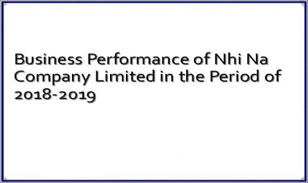 Business Performance of Nhi Na Company Limited in the Period of 2018-2019