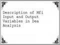 Description of Mfi Input and Output Variables in Dea Analysis