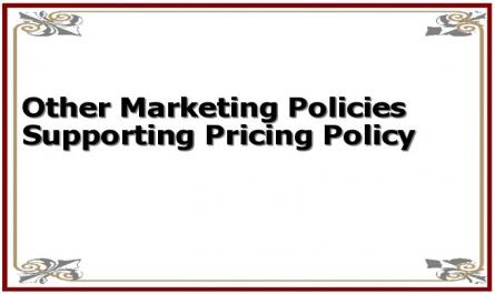 Other Marketing Policies Supporting Pricing Policy
