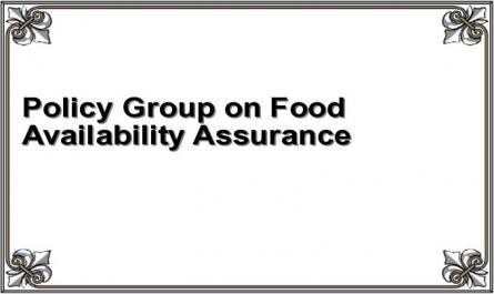 Policy Group on Food Availability Assurance