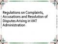 Regulations on Complaints, Accusations and Resolution of Disputes Arising in VAT Administration