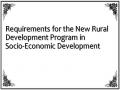 Requirements for the New Rural Development Program in Socio-Economic Development