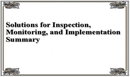 Solutions for Inspection, Monitoring, and Implementation Summary