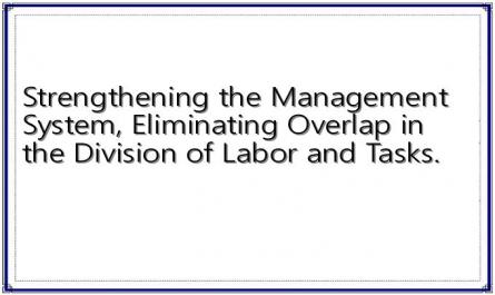 Strengthening the Management System, Eliminating Overlap in the Division of Labor and Tasks.