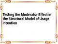 Testing the Moderator Effect in the Structural Model of Usage Intention