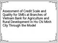 Assessment of Credit Scale and Quality for SMEs at Branches of Vietnam Bank for Agriculture and Rural Development in Ho Chi Minh City Through the Model